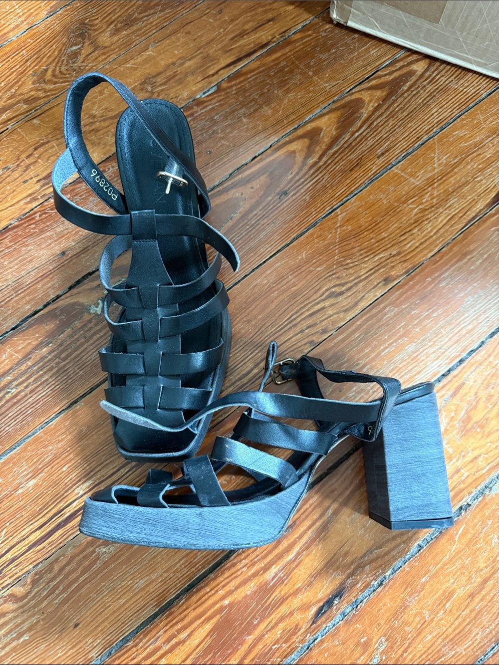 ALOHAS Black Strappy Block Heels - Picture 4 of 6